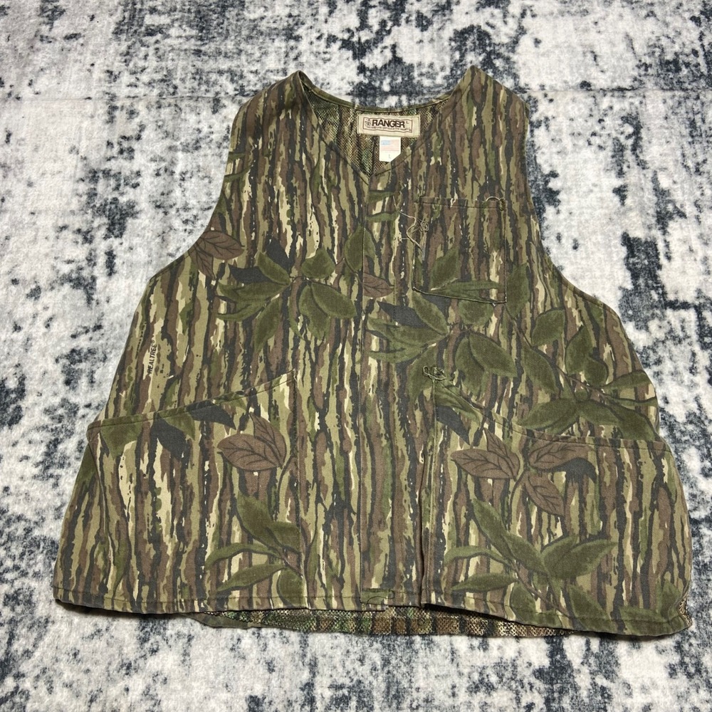 Vintage Ranger Realtree Camo Hunting Vest Mens Large Made in USA Mesh Back